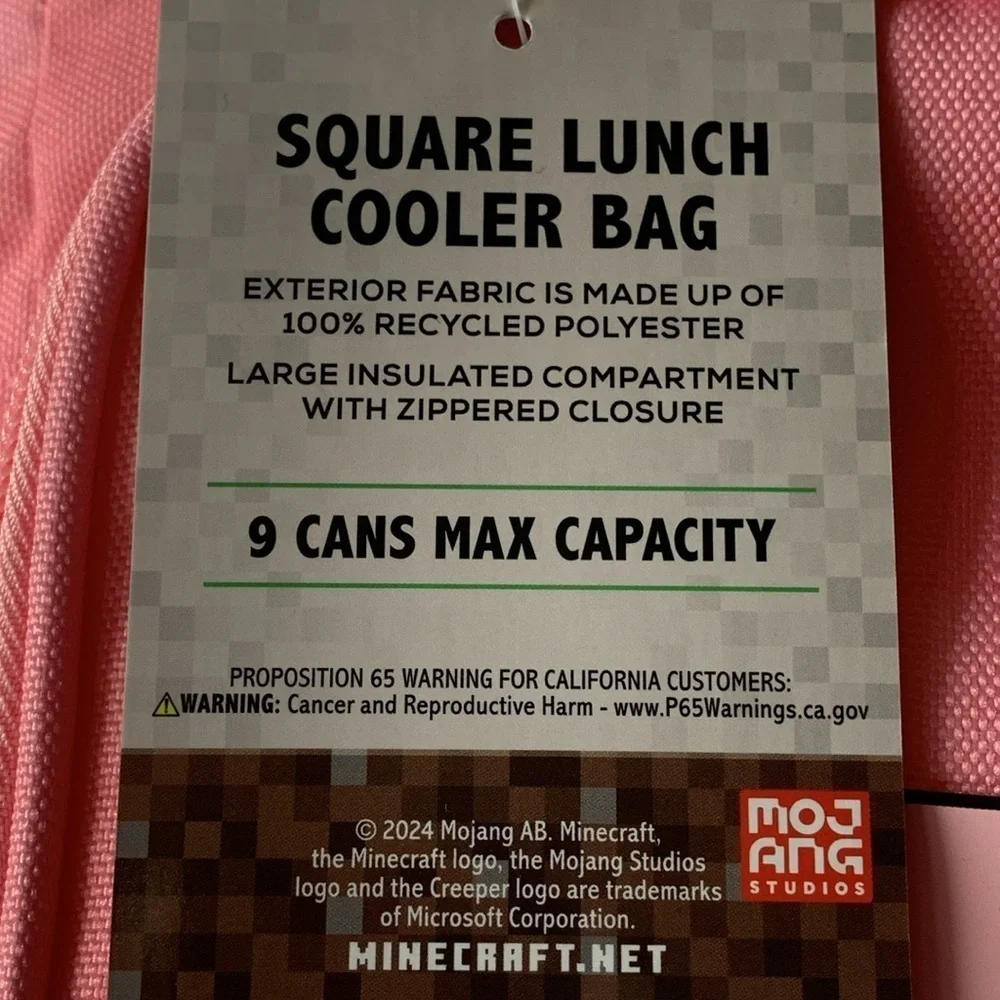 Minecraft Pig Bag Insulated Igloo Square Cooler Bag 9-Can Capacity New